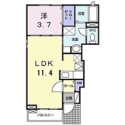 ベルメゾン 1LDKの間取図画像