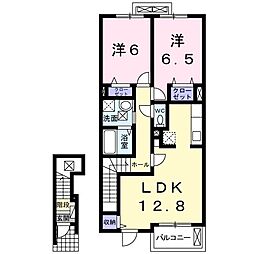ヴェル　スクエア　Ｂ 2階2LDKの間取り