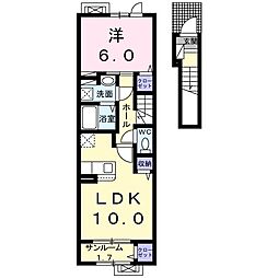 ラヴィソントゥトレゾール 1LDKの間取図画像