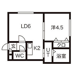 パークリュクスN18ロイヤルヴィラ 1LDKの間取図画像