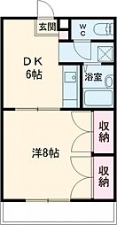 Pine Well駅前Ｂ棟 2階1DKの間取り