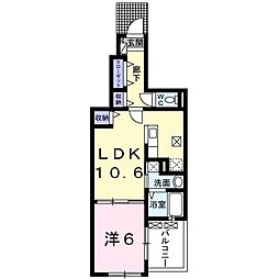 ランドロードUE棟 1LDKの間取図画像