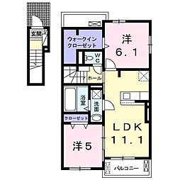 エアリーラブ2A 2LDKの間取図画像