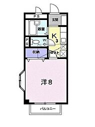 メープルV 2階1Kの間取り