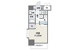 アルティザ博多駅南 1Kの間取図画像