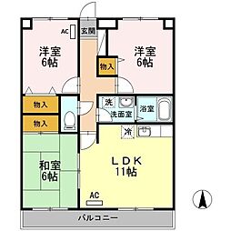 ダラミー小串 3階3LDKの間取り