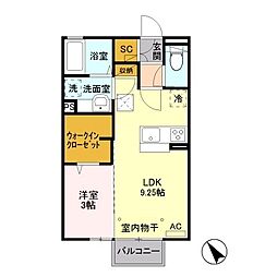 ピーノ・ロングハーモニー　Ａ 1階1LDKの間取り