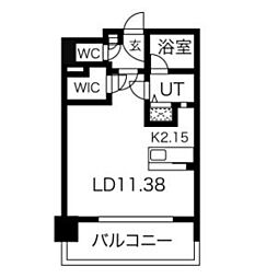F141 14階1Kの間取り