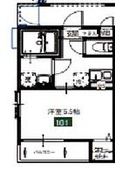 メルディア新里町 1階1Kの間取り