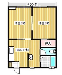 メゾン・ド・Ｋ 1階2DKの間取り