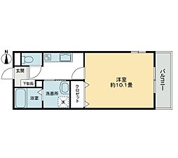 フォブール林町 1階1Kの間取り