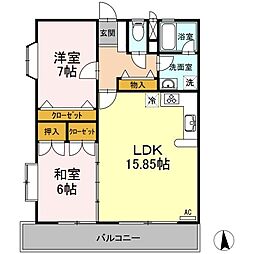 ラーバンハイツ 2LDKの間取図画像