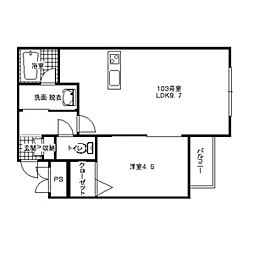 ドリホ麻生4丁目 1LDKの間取図画像