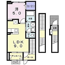 Ａ　ランド 3階1LDKの間取り