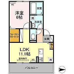 ブルービーガーデン 1LDKの間取図画像