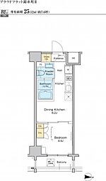 プラウドフラット錦糸町II 3階1DKの間取り