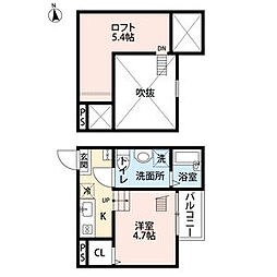 ラ・ロシェル(ラロシェル) 1階ワンルームの間取り