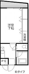 ベルセゾン 1Kの間取図画像