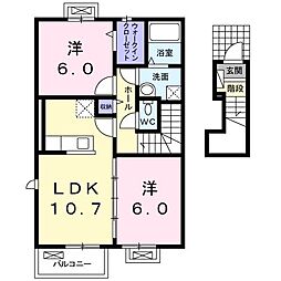 アボンリービレッジ 2階2LDKの間取り