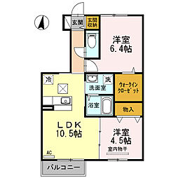 ボン・ファミーユ 1階2LDKの間取り