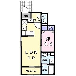 ボヌール彩B 1LDKの間取図画像