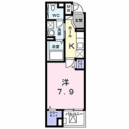 ゴールデンソレイル 1Kの間取図画像