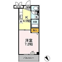 ローズハイムとくまる 1Kの間取図画像