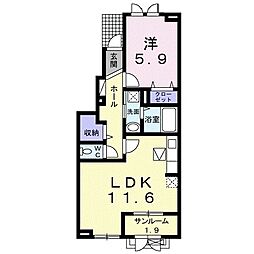 ステラ　ガーデン 1階1LDKの間取り