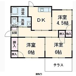 東武桐生線 阿左美駅 徒歩29分の賃貸アパート 1階3DKの間取り
