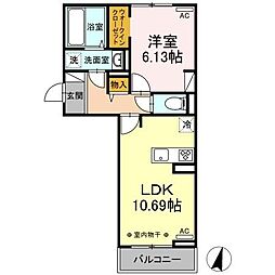 サラ スリール 201 2階1LDKの間取り