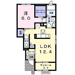 フォレスタ・Ａ 1階1LDKの間取り