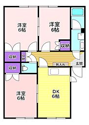 ネオハイツ北滝沢A棟 3DKの間取図画像