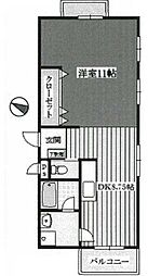 ローズガーデン3 1DKの間取図画像