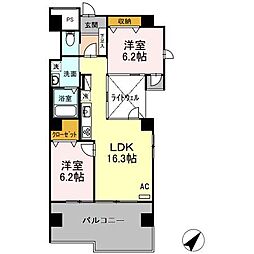 イーストタウン和 2LDKの間取図画像