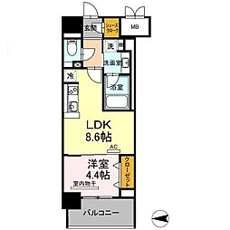 D′プレイス九品寺 1LDKの間取図画像