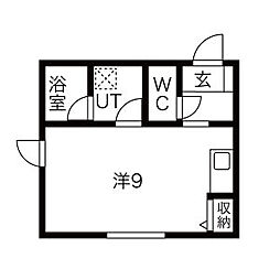 ウェル東海通 ワンルームの間取図画像