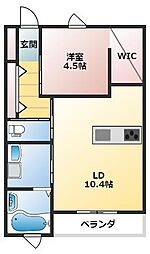 CUORE MIYAMARU 1階1LDKの間取り