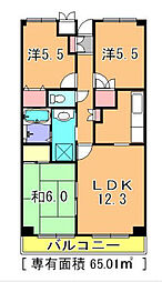 ヴェルベデーレ西志津 3LDKの間取図画像