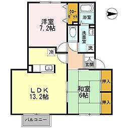 パセオイシイ 2LDKの間取図画像
