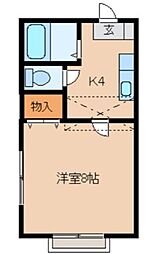 ホープハイツ 2階1Kの間取り