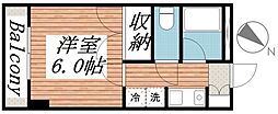 ハシモトマンション 1Kの間取図画像