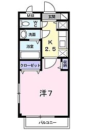 メゾンクレール 1階1Kの間取り