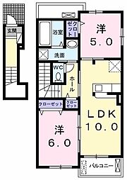 メゾン・ド・クレモンティーヌ1 2LDKの間取図画像