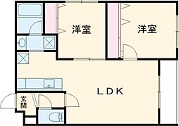 センチュリー北斗 4階2LDKの間取り
