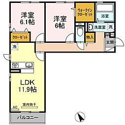 ヴァンヴェール 2LDKの間取図画像