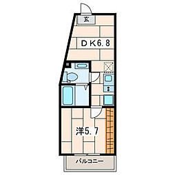 エレーナ 2階1DKの間取り