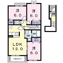 コンシェルシミズ　II 2階3LDKの間取り