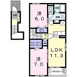 レジデンスKIDAB 2LDKの間取図画像