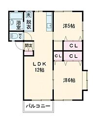 ココ・ルミエール 2LDKの間取図画像