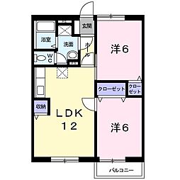 ニューエルディム翔3 2LDKの間取図画像